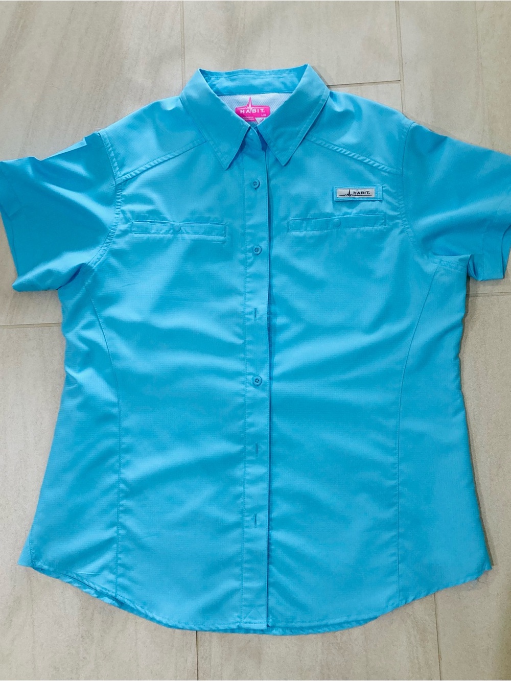Habit Turquoise Short-Sleeve Button-Up Shirt for Women